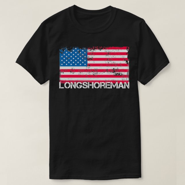 Patriotic Longshoreman Vintage US Flag Pullover  (Design Front)