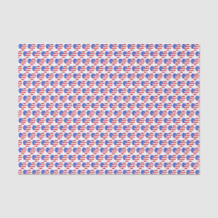 Patriotic Love USA American Flag Heart Print Gift  Tissue Paper