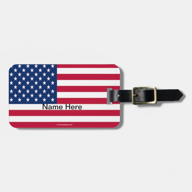 PATRIOTIC LUGGAGE TAGS - CUSTOMIZABLE - ADD NAME (Front Horizontal)