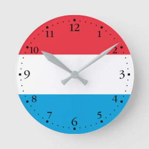 Patriotic Luxembourg Flag Round Clock