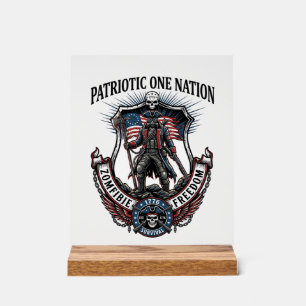 Patriotic Mad Road 1776 Warrior Zombie Apocalypse Acrylic Sign