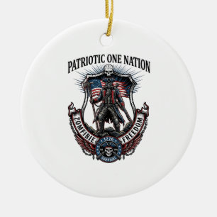 Patriotic Mad Road 1776 Warrior Zombie Apocalypse Ceramic Ornament