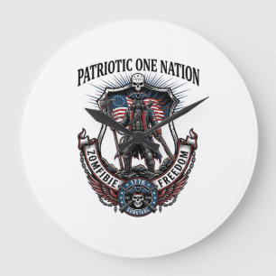 Patriotic Mad Road 1776 Warrior Zombie Apocalypse Large Clock