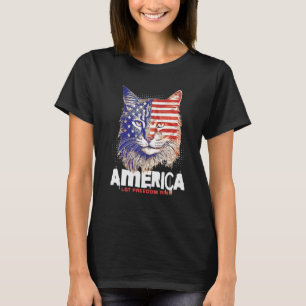Patriotic Maine Coon Face Independence Day Feline T-Shirt
