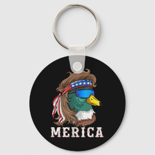 Patriotic Mallard Duck Hunting American Waterfowl Keychain