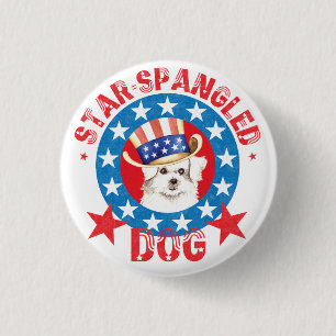 Patriotic Maltese 1 Inch Round Button
