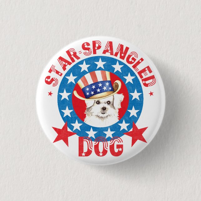 Patriotic Maltese 1 Inch Round Button (Front)