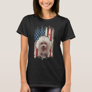 Patriotic Maltese American Flag Dog Men Women T-Shirt