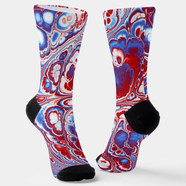 Patriotic Marble Flow Abstract Socks (Angled)