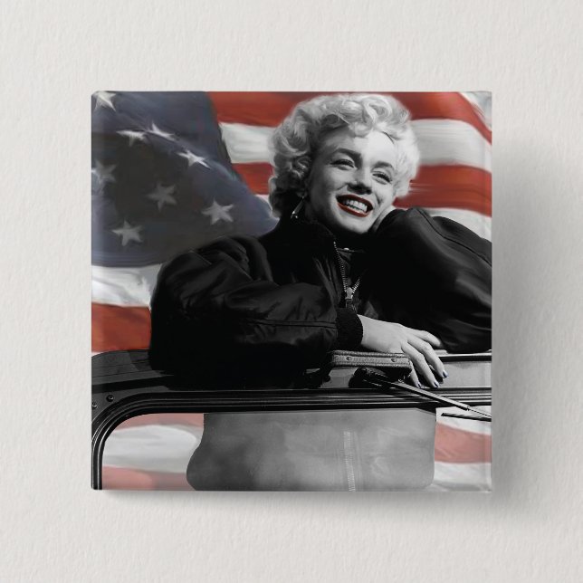 Patriotic Marilyn 2 Inch Square Button (Front)