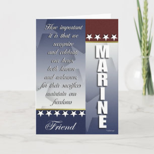 Patriotic Marine Troop Support Card for Friend