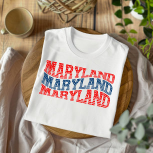 Patriotic Maryland Red and Blue Boho T-Shirt 