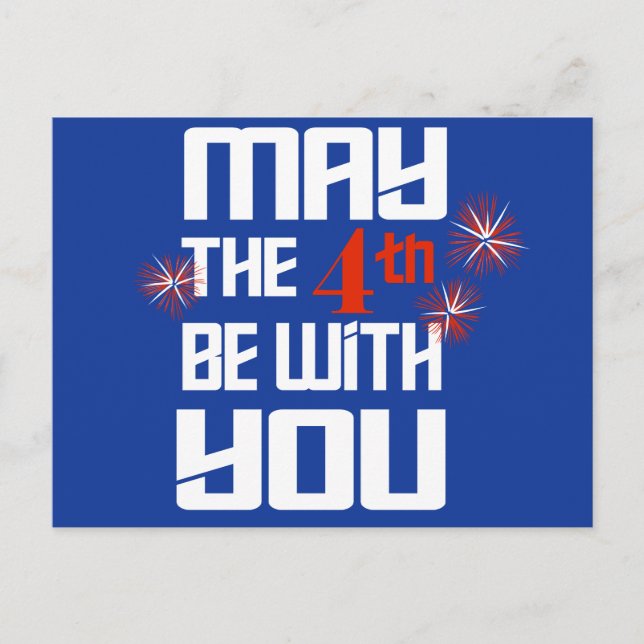 Patriotic May The 4th Be With You Holiday Postcard (Front)