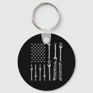 Patriotic Mechanic Tools Independence Day Usa Flag Keychain