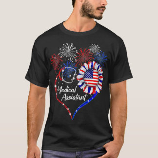 Patriotic Medical Assistant Sunflower 4th Of July  T-Shirt