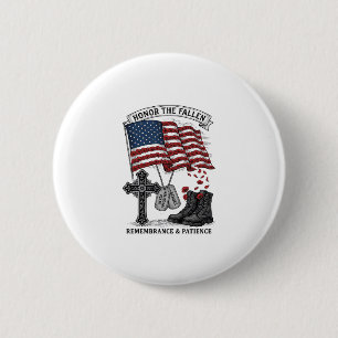Patriotic Memorial Cross Boots Poppy Flag Shirt_1 2 Inch Round Button