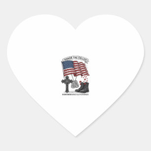 Patriotic Memorial Cross Boots Poppy Flag Shirt_1 Heart Sticker