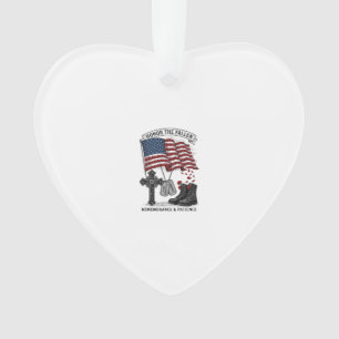 Patriotic Memorial Cross Boots Poppy Flag Shirt_1 Ornament