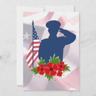 Patriotic Memorial Day American Soldier Salute Holiday Card