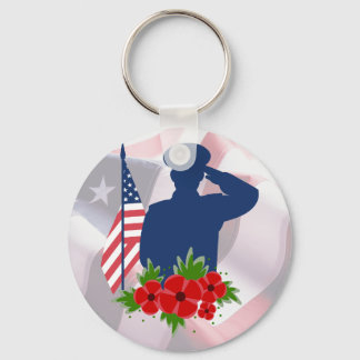 Patriotic Memorial Day American Soldier Salute Keychain