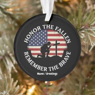Patriotic Memorial Day Honour The Fallen Kneeling Ornament
