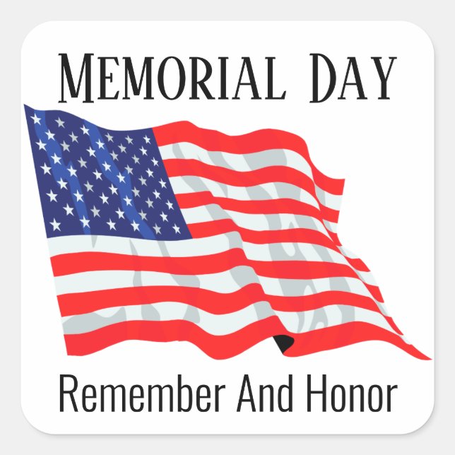 Patriotic Memorial Day Vintage American Flag  Square Sticker (Front)