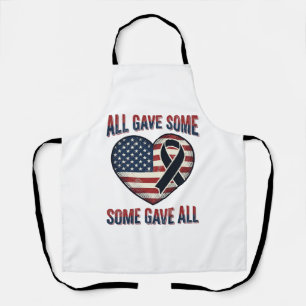 Patriotic Memorial Heart Ribbon Veteran Shirt Desi Apron