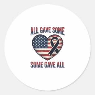 Patriotic Memorial Heart Ribbon Veteran Shirt Desi Classic Round Sticker
