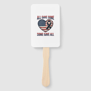 Patriotic Memorial Heart Ribbon Veteran Shirt Desi Hand Fan
