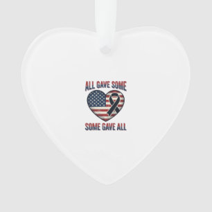 Patriotic Memorial Heart Ribbon Veteran Shirt Desi Ornament