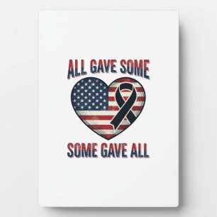 Patriotic Memorial Heart Ribbon Veteran Shirt Desi Plaque