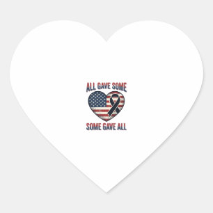Patriotic Memorial Heart Ribbon Veteran Shirt Desi Sticker
