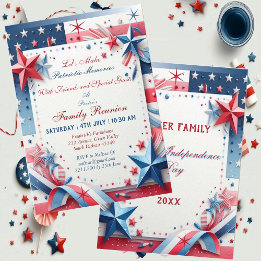 Patriotic Memories Family Union Stars and Stripes  Invitation