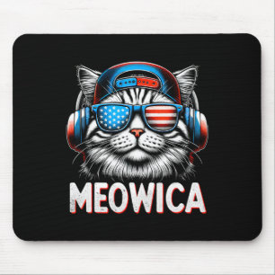 Patriotic Meowica 4th Of July Cat American Flag Us Mouse Pad