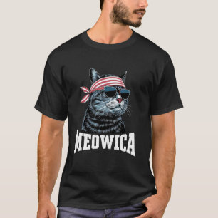 Patriotic Meowica Cat Sunglasses 4th of July Ameri T-Shirt
