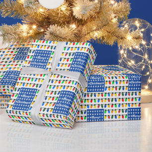 Patriotic Merry Christmas Holiday Light Bulbs Flag Wrapping Paper