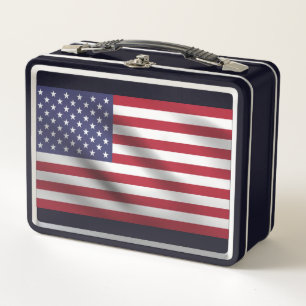 Patriotic metal American flag Lunchbox