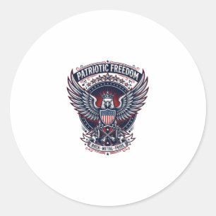 Patriotic Metal Wings Patriot Music Rock Metal Pat Classic Round Sticker