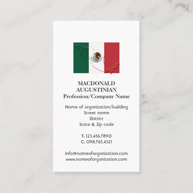 Patriotic | MEXICO FLAG | Photo Business Card (Front)