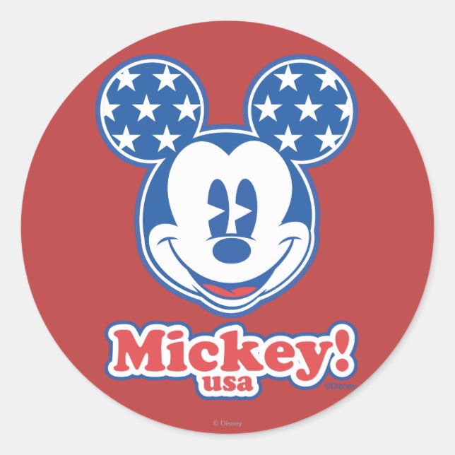 Patriotic Mickey Mouse 4 Classic Round Sticker (Front)