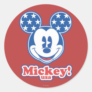 Patriotic Mickey Mouse 4 Classic Round Sticker