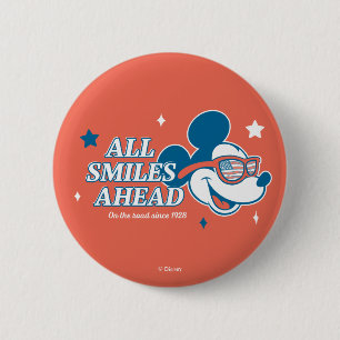 Patriotic Mickey Mouse All Smiles Ahead 2 Inch Round Button