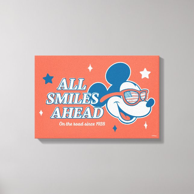 Patriotic Mickey Mouse All Smiles Ahead Canvas Print (Front)