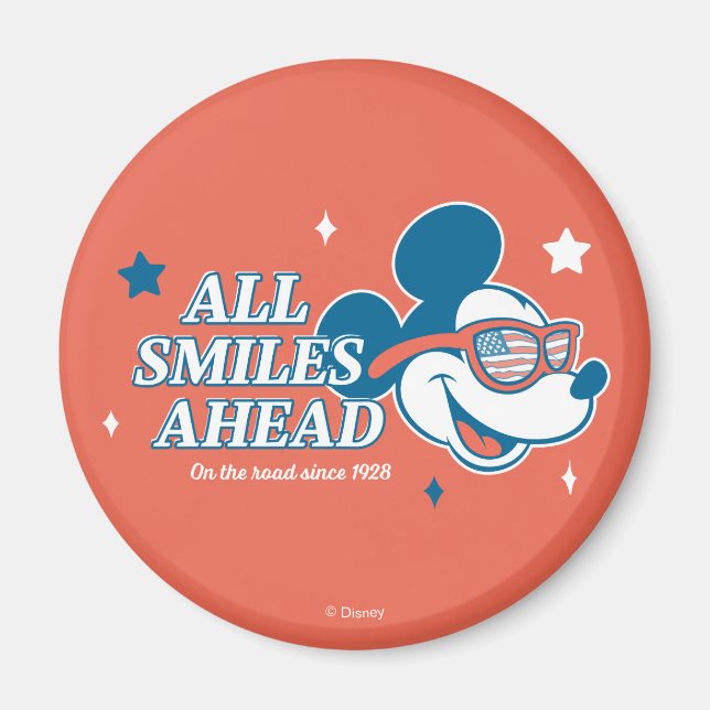 Patriotic Mickey Mouse All Smiles Ahead Magnet (Front)