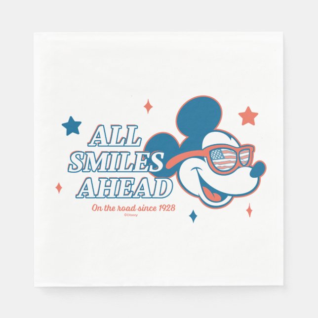 Patriotic Mickey Mouse All Smiles Ahead Napkin (Front)