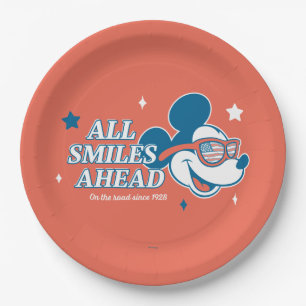 Patriotic Mickey Mouse All Smiles Ahead Paper Plate