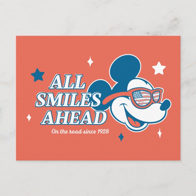 Patriotic Mickey Mouse All Smiles Ahead Postcard (Front)