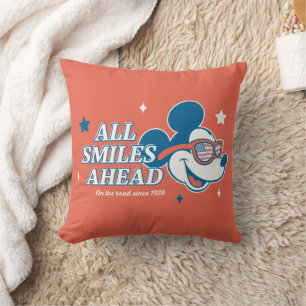 Patriotic Mickey Mouse All Smiles Ahead Throw Pillow