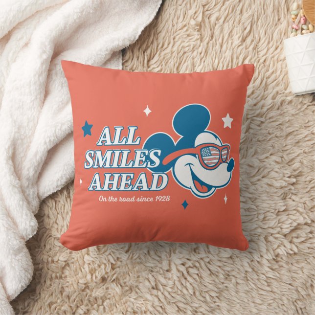 Patriotic Mickey Mouse All Smiles Ahead Throw Pillow (Blanket)