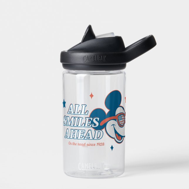 Patriotic Mickey Mouse All Smiles Ahead Water Bottle (Left)
